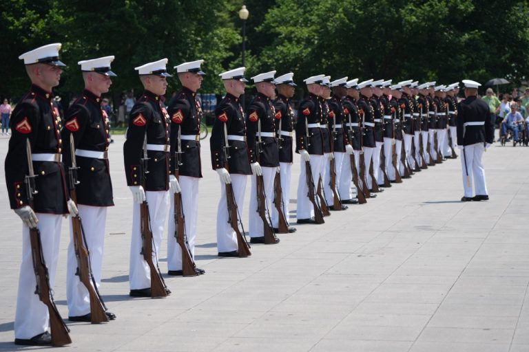 Marine Silent Drill Team at Lincoln Memorial