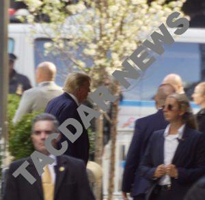 Trump arrives at Trump Tower in New York City before arraignment.