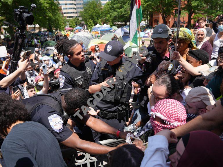 GWU Students clash with police in Gaza protest